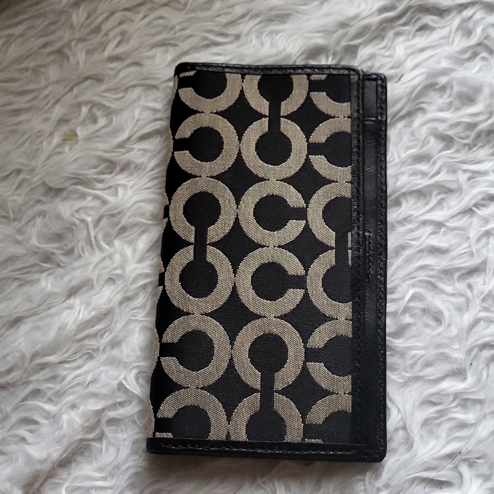 Coach Vintage Logo check book /wallet *rare Y2k